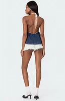 Edikted Crinkled Split Front Halter Top