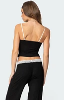 Edikted Domino Contrast Lace Trim Tank Top