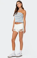 Edikted Nox Striped Crochet Tube Top