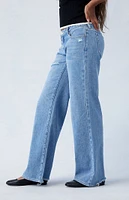 PacSun Medium Indigo Ripped Low Rise Wide Leg Jeans