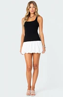 Edikted Contrast Bubble Skirt Ribbed Mini Dress