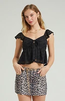 PacSun Leopard Mid Rise Denim Mini Skirt