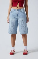 PacSun Light Indigo Flame Extreme Denim Jorts