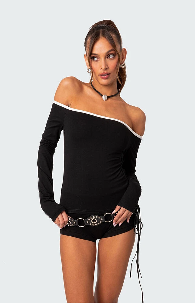 Edikted Captain Contrast Off Shoulder Top