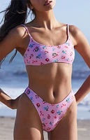 Pacsun Eco Pink Fruit California Scoop High Cut Bikini Bottom