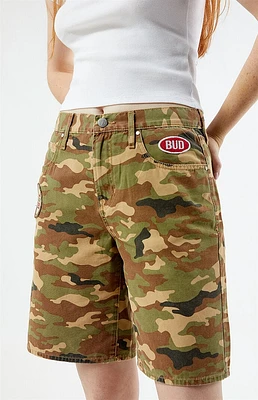 Budweiser By PacSun Camouflage High Waisted Denim Jorts