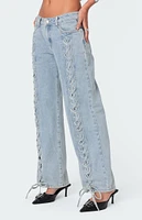 Edikted Laced Up Low Rise Jeans