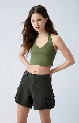 Pacsun Green Mid Rise Cargo Shorts