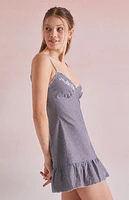 Beverly and Beck Gemma Striped Embroidered Mini Dress