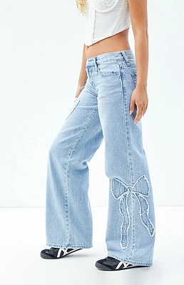 PacSun Casey Light Indigo Bow Low Rise Baggy Jeans