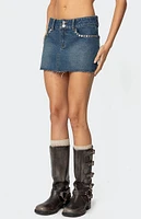 Edikted Tess Studded Denim Mini Skirt