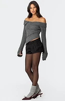 Edikted Mikkie Asymmetric Fold Over Knit Top