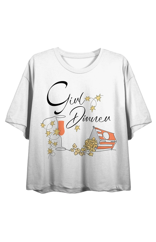 Girl Dinner Popcorn & Wine Cropped T-Shirt