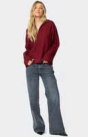 Edikted Oversized Quarter Zip Cable Knit Sweater