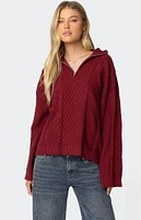 Edikted Oversized Quarter Zip Cable Knit Sweater