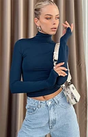 Princess Polly Eco Navy Elysium Turtleneck Sweater