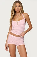 Edikted Lovina Textured Striped Halter Top