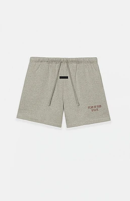 Fear of God Essentials Kids Dark Heather Oatmeal Fleece Soccer Sweat Shorts