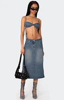 Edikted Lassy Washed Denim Midi Skirt