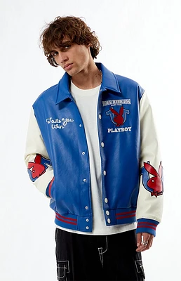 True Religion x Playboy Faux Leather Varsity Jacket