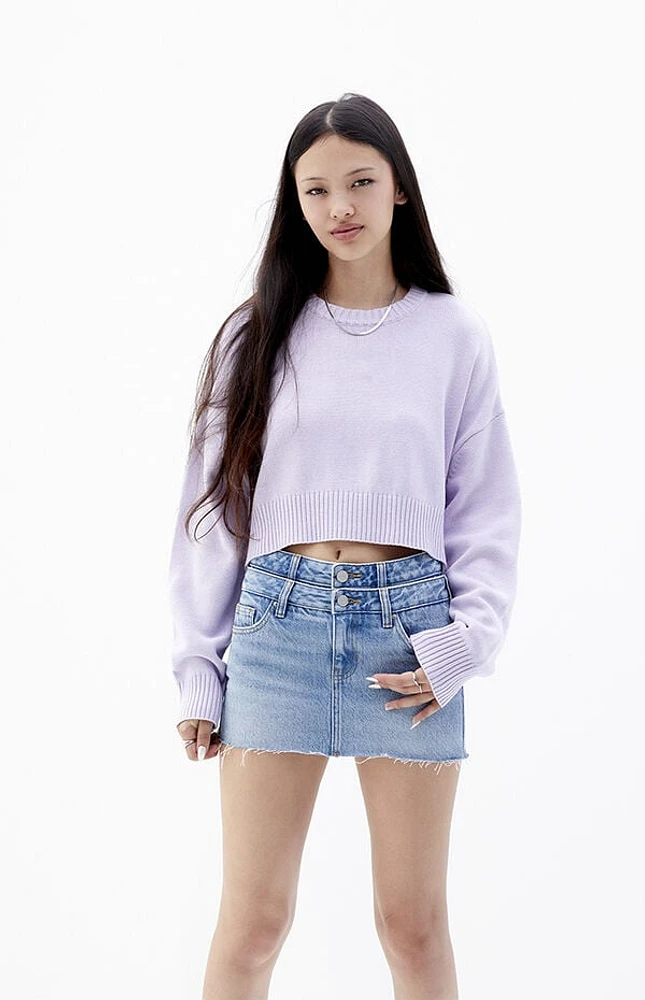 Pacsun Medium Indigo Low Rise Double Waistband Denim Mini Skirt