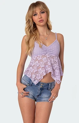 Edikted Orchid Sheer Lace Top