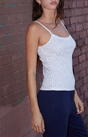John Galt Floral Skylar Pointelle Tank Top