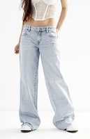 PacSun Casey Light Indigo Rhinestone Low Rise Baggy Jeans