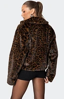 Edikted Lady Leopard Faux Fur Jacket