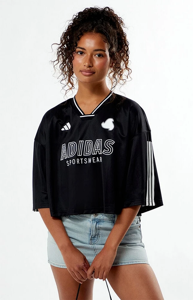adidas Black Tiro Q2 Oversized Cropped T-Shirt