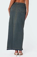 Edikted Lexy Washed Denim Maxi Skirt