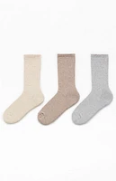 Pacsun 3 Pack Neutral Marled Crew Socks