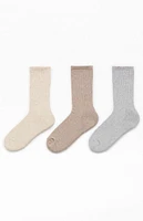 PacSun 3 Pack Neutral Marled Crew Socks