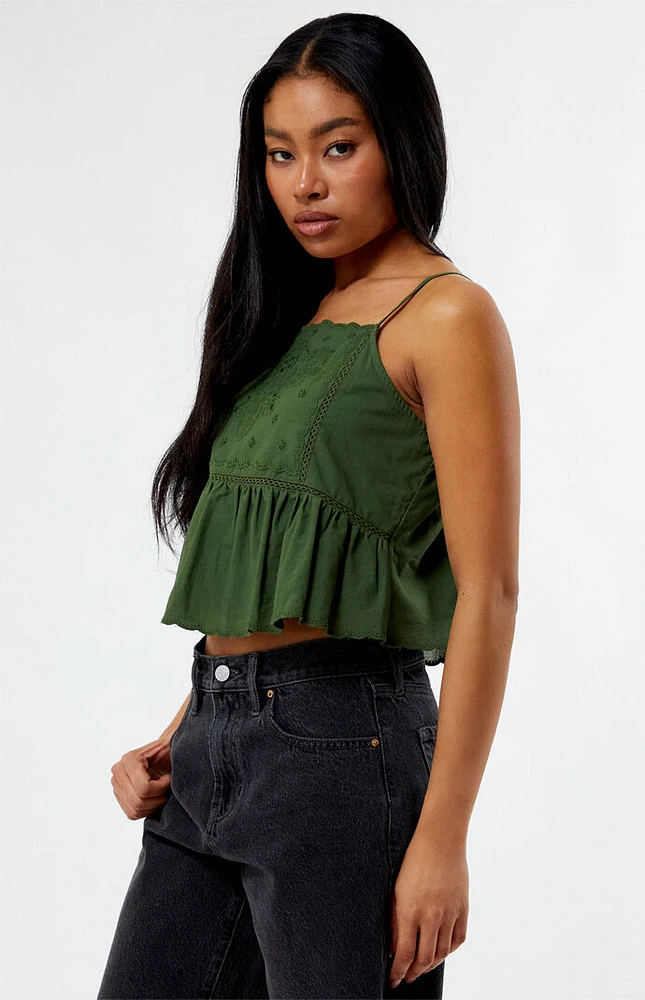 LA Hearts Embroidered Babydoll Cami Top