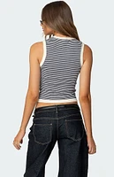 Edikted Everson Striped Button Up Knit Top