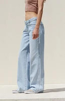 PacSun Light Indigo V-Dip Low Rise Baggy Jeans