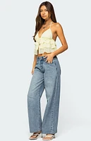 Edikted Ery Wide Leg Mid Rise Jeans
