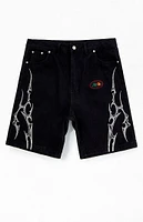 Civil Thorns Black Baggy Denim Shorts