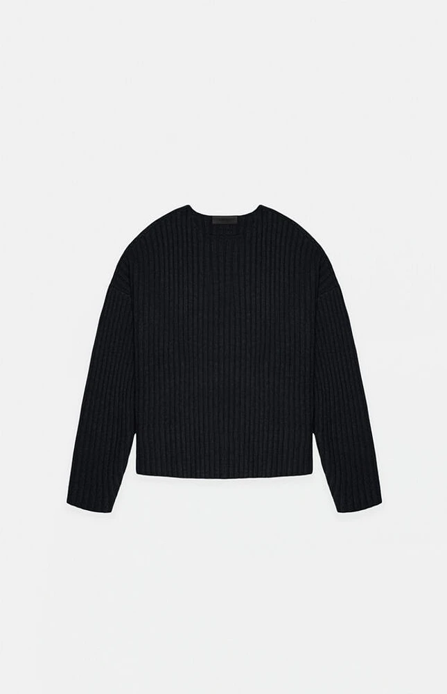 Fear of God Essentials Kids Jet Black Raw Neck Sweater
