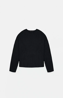 Fear of God Essentials Kids Jet Black Raw Neck Sweater