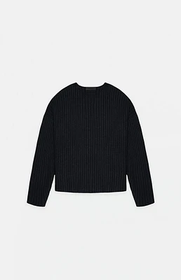 Fear of God Essentials Jet Black Raw Neck Sweater