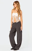 Edikted Twilight Sheer Lace Split Front Top