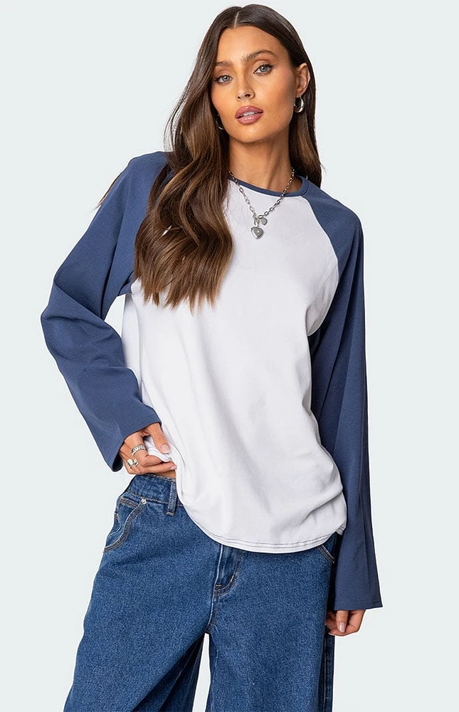 Edikted Oversized Raglan Long Sleeve T-Shirt