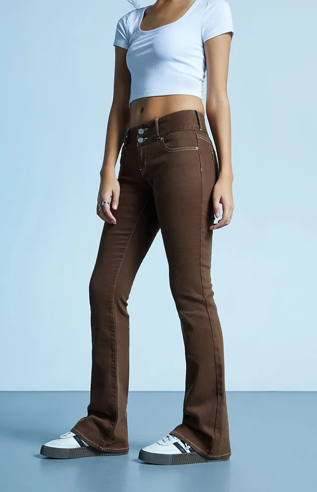 Brown Low Rise Bootcut Jeans