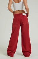 PacSun Casey Medium Red Low Rise Baggy Jeans