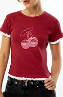 Daisy Street Cherry 8 Ball Rhinestone Layered Ribbed Baby T-Shirt