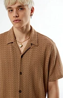 Pacsun Tan Lance Swirl Knit Oversized Camp Shirt