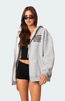 Edikted Everything's Ok Zip-Up Oversized Hoodie