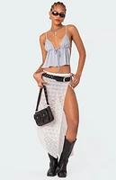 Edikted Sheer Patchwork Lace Maxi Skirt