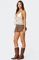 Edikted Sheer Crochet Babydoll Halter Top